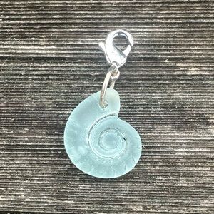 Frosted Sea Glass Nautilus Dog Bling or Zipper Pull